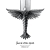 Inspiring wall art featuring a black and white image of a sword with the hilt in the shape of a dove. wall art based on the Ephesians 6:17 verse.