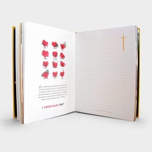 ROOTS Christian Journal inside showing an illustrated page and a linned page for your own notes.  They make perfect christian gifts for many occasions 