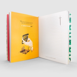 TRINITY Christian Journal inside showing an illustrated page and a linned page for your own notes.  They make perfect christian gifts for many occasions 