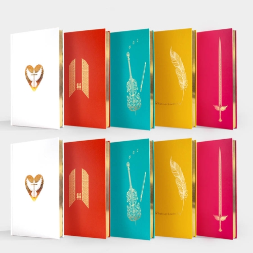 Bundle packs of ten journals from our hardback gold gilt range. shows two of each journal.